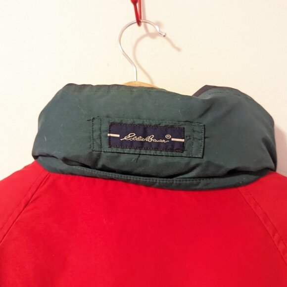 Vintage Eddie Bauer Jacket Goose Down Coat Water Resistant Green Red Blue - Picture 4 of 12